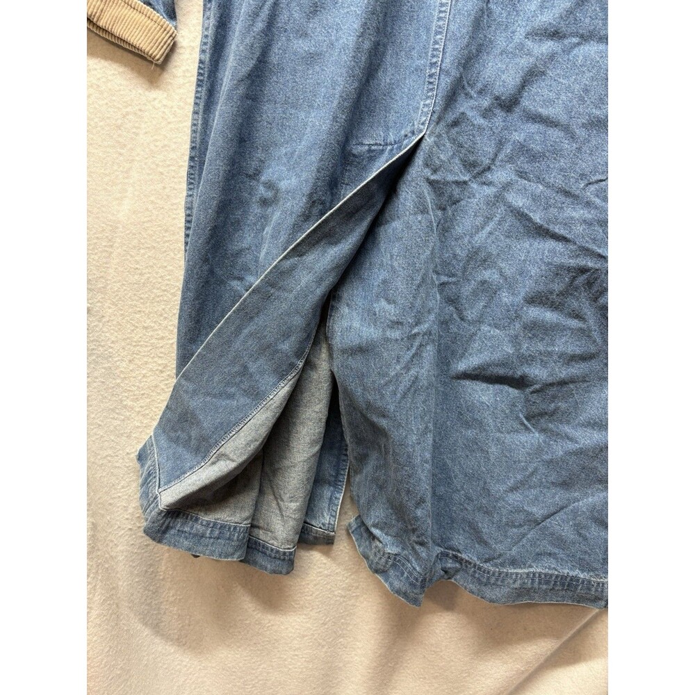 VTG LL Bean Jacket Womens M Barn Chore Denim Corduroy Collar Trench Coat J094 - Picture 6 of 7